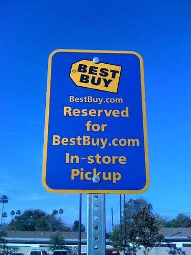 Best Buy has designated parking spots for their customers who buy online and pickup in store.